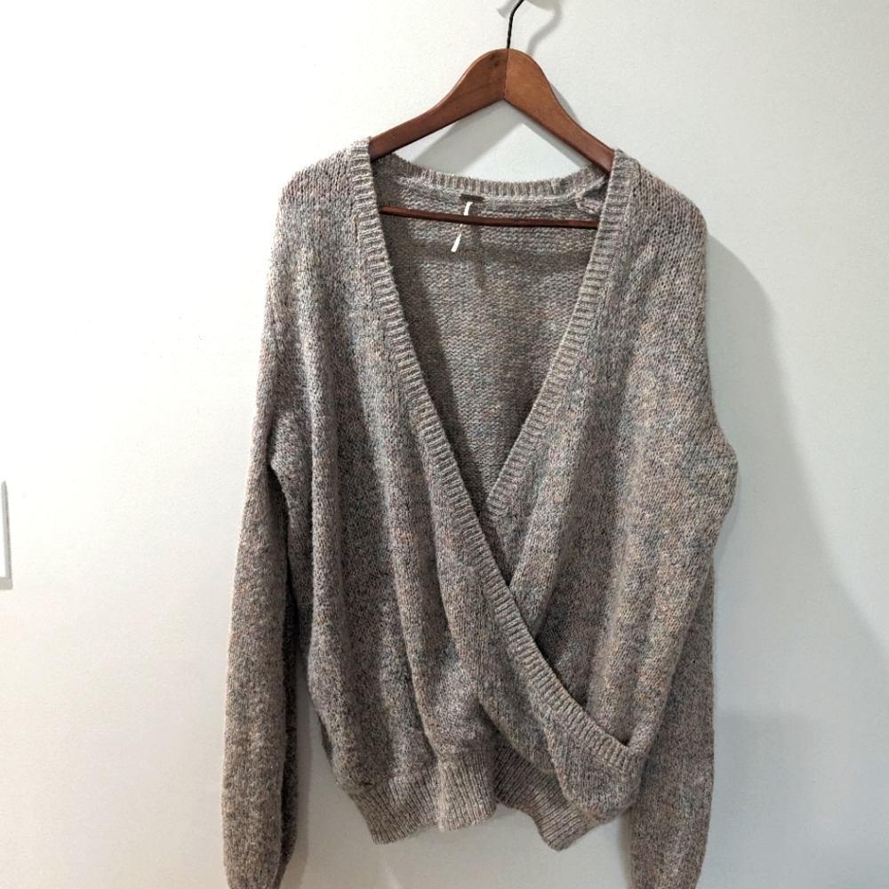 Free People Karina Wool Mohair Alpaca Faux Wrap Sweater - Picture 2 of 6